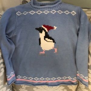 Penguin Christmas Sweater Cotton Roll-neck girls sz 8/10